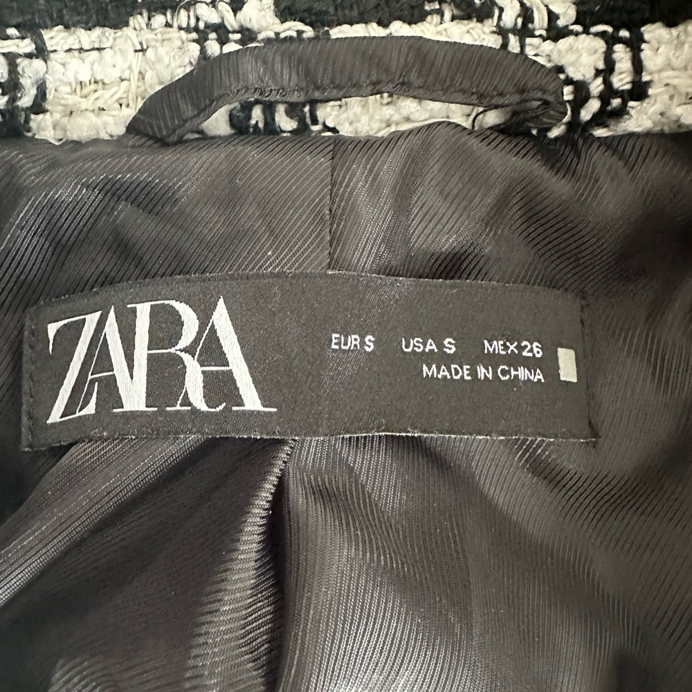 Zara Houndstooth Double Breasted Blazer with Detailed Buttons Size Small - Picture 10 of 10